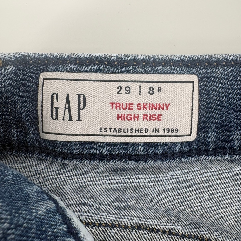 Gap True Skinny High Rise Jeans Womens 29 8R Medium Indigo Blue Stretch‎ Denim - Picture 12 of 15